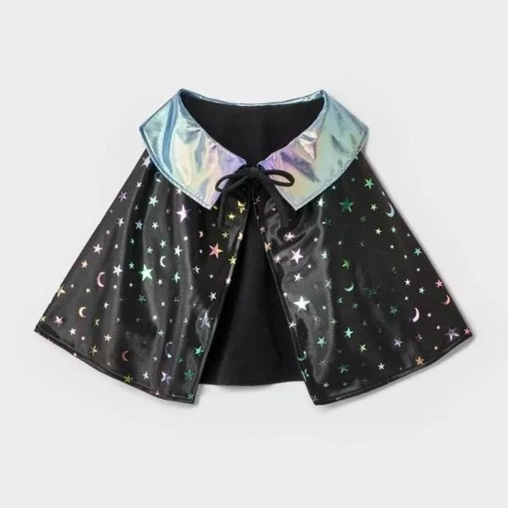 Boots & Barkley Night Sky Dog Cape‎ Costume L/XL Iridescent Star Moon Black NEW